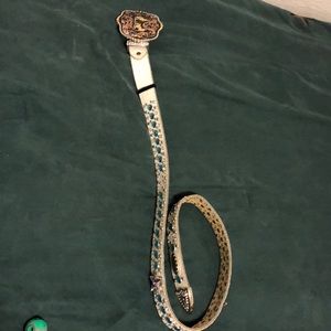 White and blue bling belt